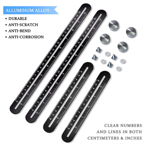 Aluminum alloy multifunctional movable four-fold ruler Stainless steel four-sided ruler Four-corner ruler 4-fold ruler Multi-angle folding ruler