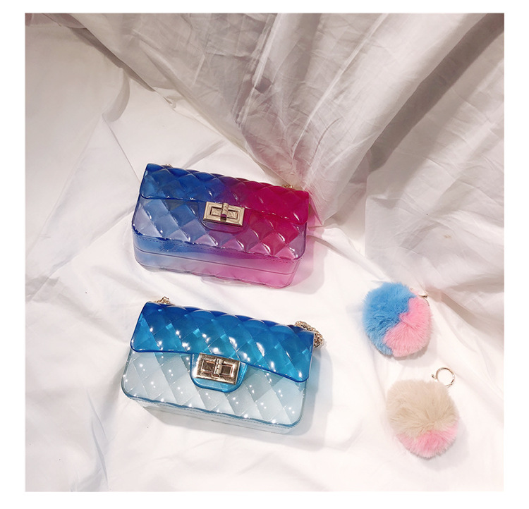 2025 Summer New gradient color jelly bag, ins diamond chain small square bag, single-shoulder crossbody women's bag undefined