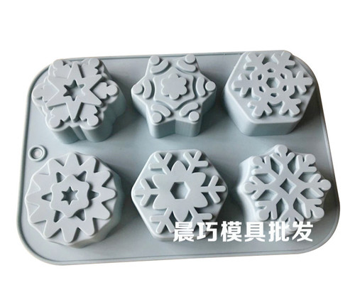 6-round round snowflake mold, five-pointed star snowflake grinder, gypsum ice grid fruit tree flower, handmade soap candle mold
