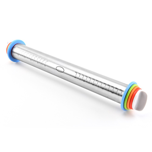 Cross-border 17-inch stainless steel adjustable thickness rolling pin scale rolling pin leather dough kneading tool
