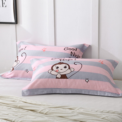 工厂直销全棉枕套一对48*74cm压边学生枕套纯棉信封枕头套批发