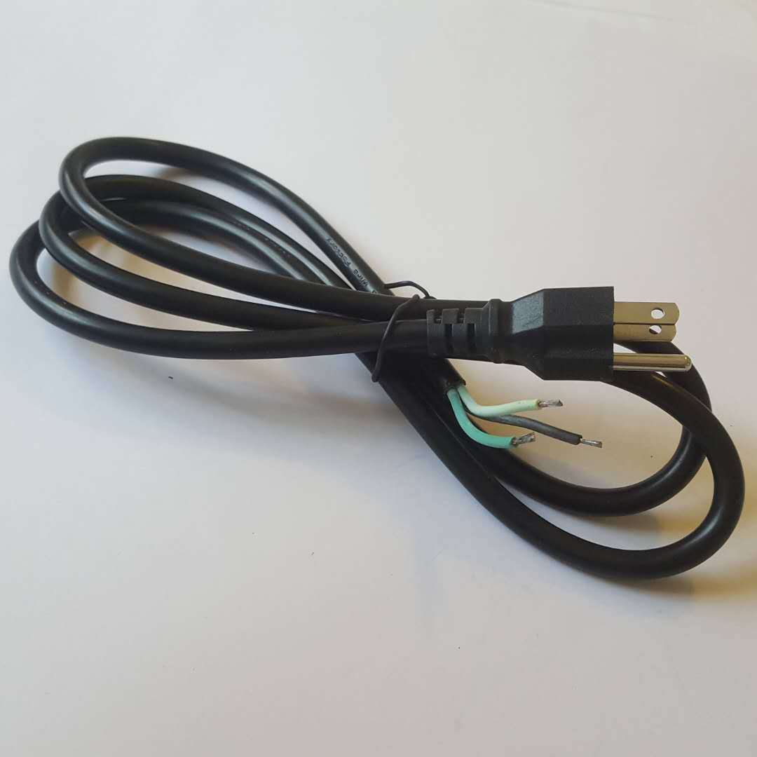 美国电源线美式3插线尾部剥皮上锡1平方1.5米连接器AC美标插头线