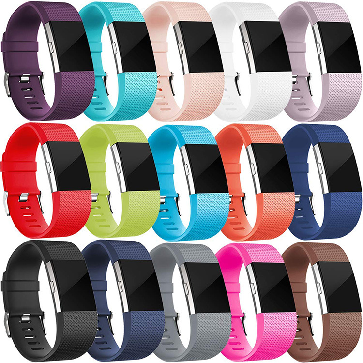 fitbit charge 2 smart bracelet wristband official same style checkered silicone replacement strap accessory Specification drawing