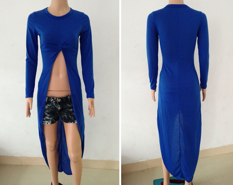 Long Sleeve Irregular Hem Dress Sexy Design Knot Detail Fashionable for Nightclubs Wholesale Available
