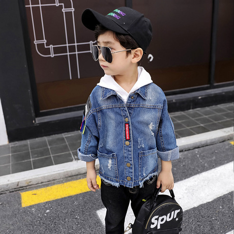 Áo khoác bé trai denim xuân hè 2019 Áo khoác trẻ em Hàn Quốc mới cho bé trai mặc quần áo bé trai Áo khoác