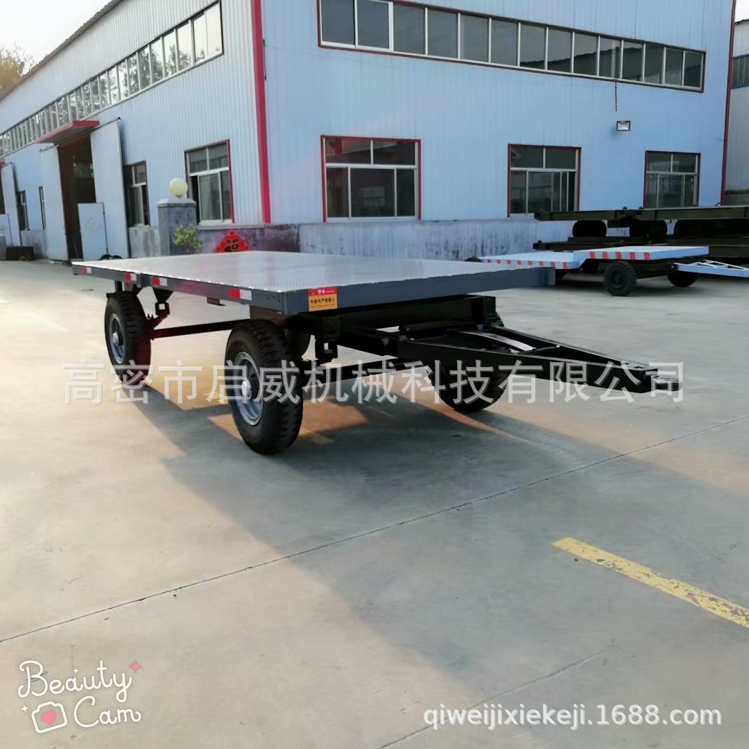 825-16充气胎平板拖车 场内转转平板拖车 启威厂家厂家供应