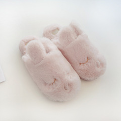 Hallucination Autumn and Winter Rabbit Fleece Soft and Warm Cotton Slippers, Sleepy Cute Indoor Home Slippers