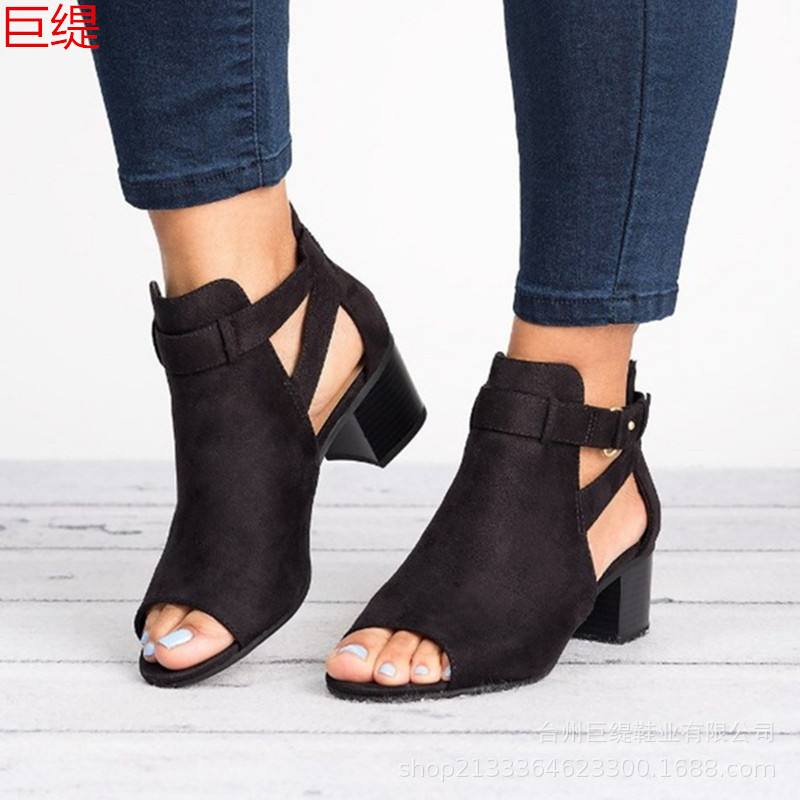 Women's Spring And Summer New Thick Heel Buckle Sandals