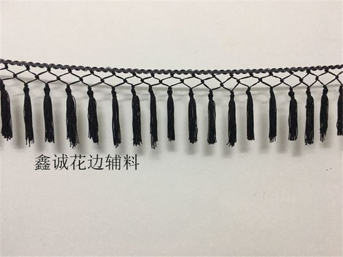 12CM涤纶花边流苏排须打结裙边舞蹈饰品宽花边荷叶边舞蹈服花边