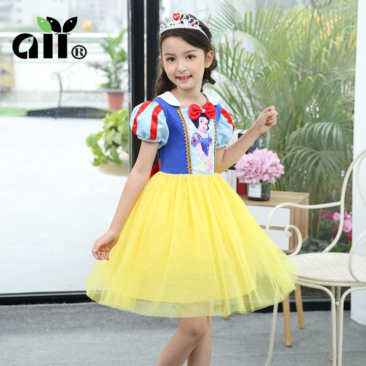 冰雪奇缘公主裙 白雪公主表演服装 女童夏款连衣裙 一件代发童装|ms