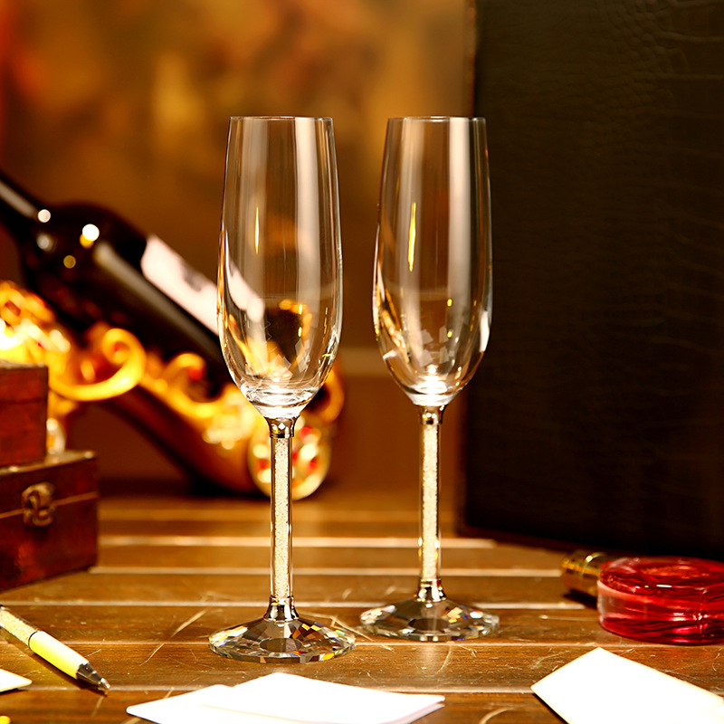 欧美跨境简约红酒杯水晶香槟杯定制高脚杯套装商务礼品礼盒装批发|ru