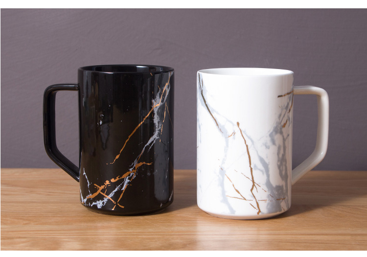 新品欧式大理石纹马克杯定制logo 北欧陶瓷杯 卡通情侣杯子陶瓷