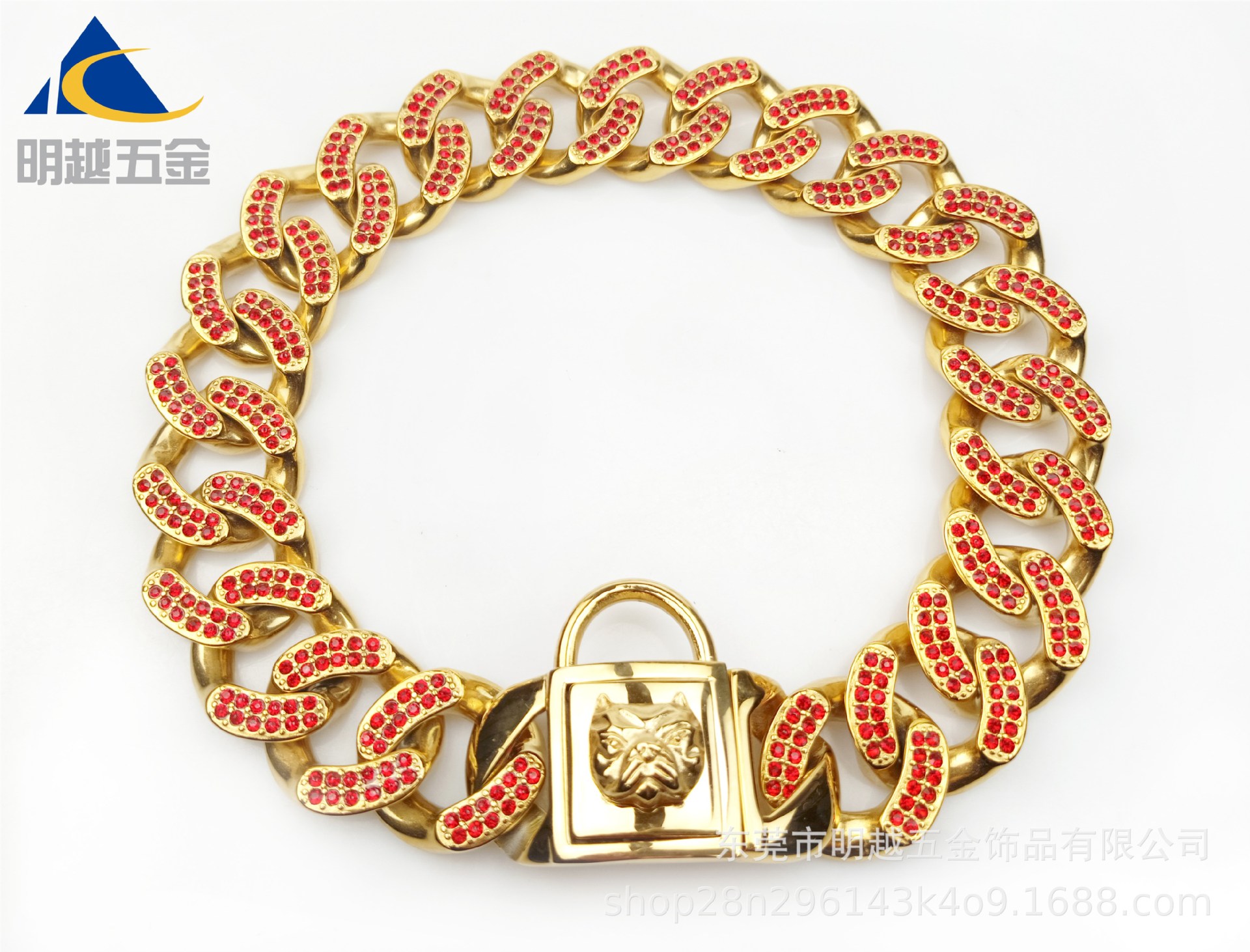 厂家直销铸造钻石狗链 脖圈 狗项链宽度32MM霸气狗项链 私人订制|ms