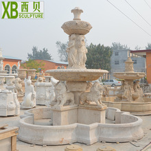 供应大理石人物动物组合流水喷泉 工厂销售 大型广场石雕喷泉