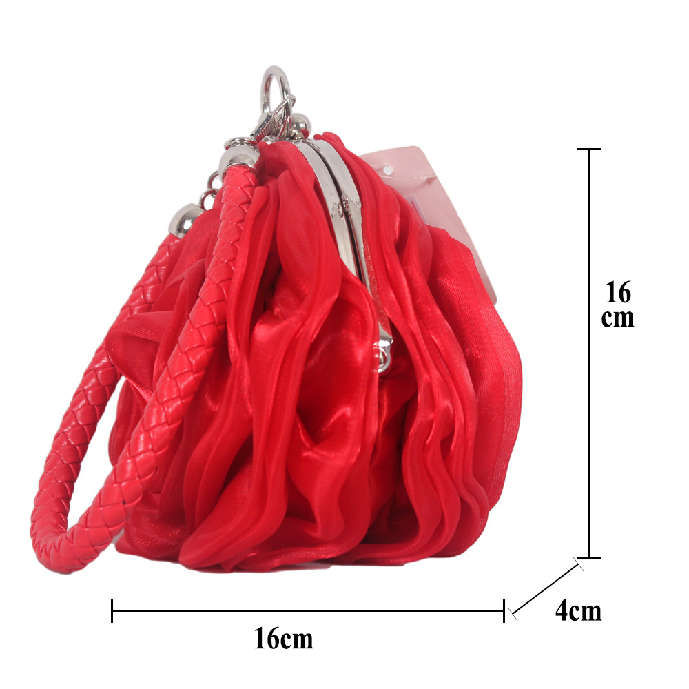 Túi xách tay nữ hoa 3D lụa dạ hội cô dâu — Màu tím, Màu đen, Màu hồng, Màu xám đen chi tiết 37