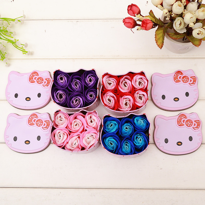 KT猫香皂花礼盒 情人节礼物 仿真玫瑰花束 活动创意小礼品批发|ru