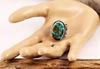 Fashionable turquoise ring with stone, jewelry, accessory, wish, European style