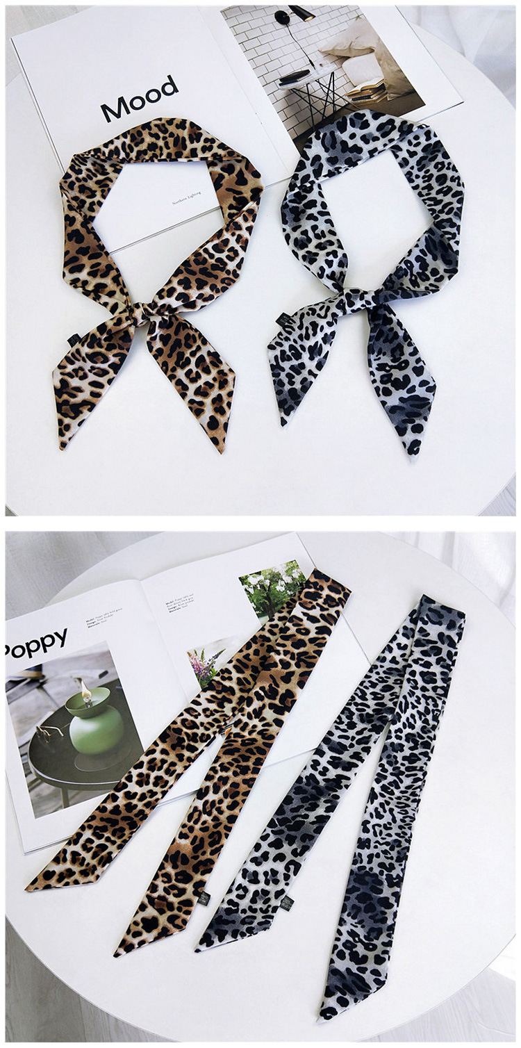 Women's Sweet Leopard Polyester Printing Silk Scarves display picture 1