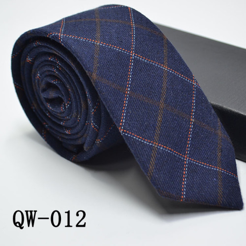 New Korean style men's tie, ultra-narrow imitation wool, elegant and elegant, cotton plaid striped suit tie