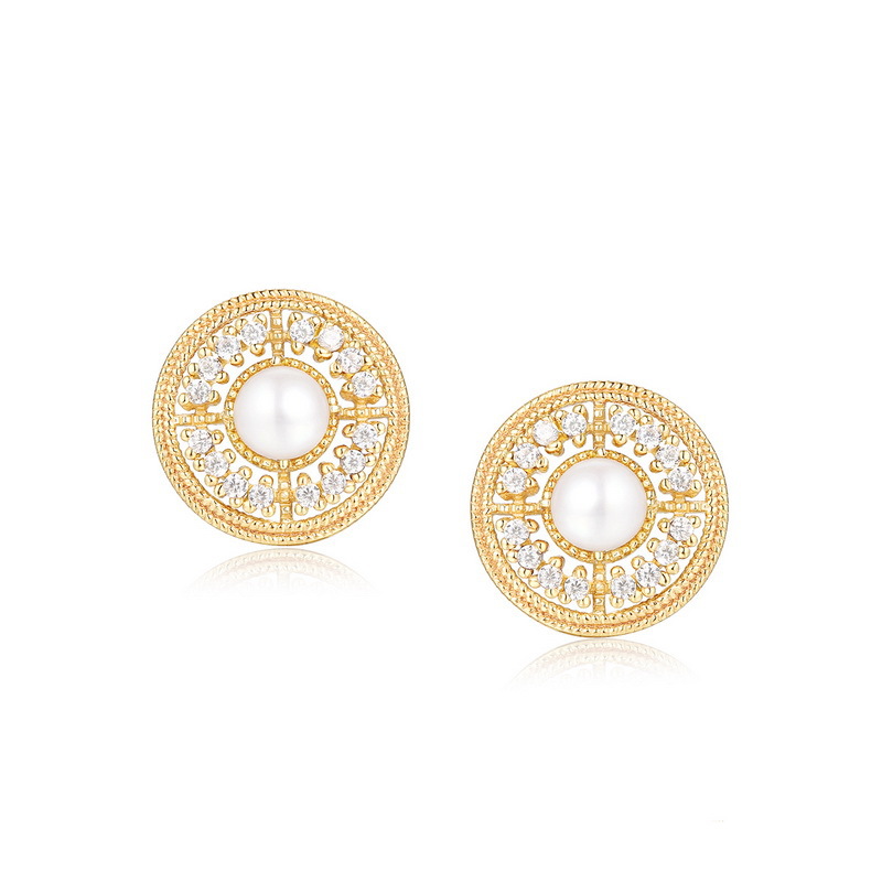 Airumei Japanese Light Luxury Jewelry Niche Design Retro Earrings Female Palace Natural Freshwater Pearl Earrings Sterling Silver