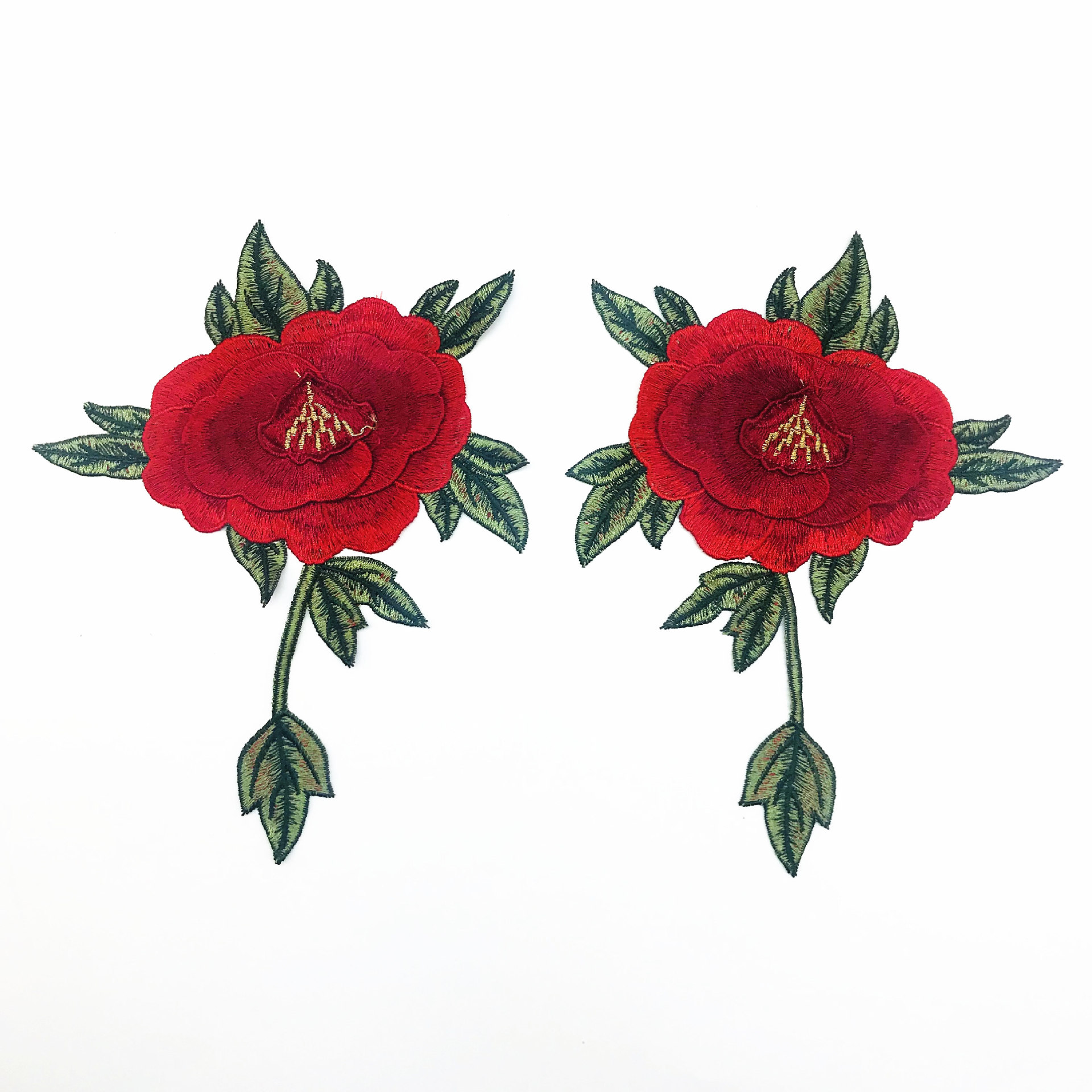 密品质3D玫瑰花朵补丁贴 衣服裤子时尚装饰修补洞贴花 金线刺绣