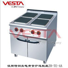 佳斯特ZH-TE-4A四頭電熱煮食爐連櫃座不銹鋼方形四板商用電煮食爐