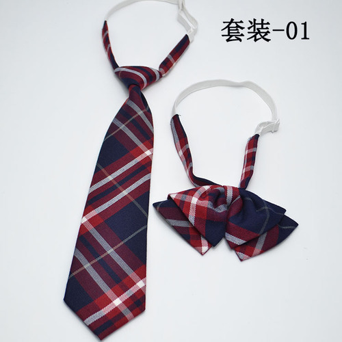 Children's tie polyester striped cotton plaid tie with flower school uniform performance accessories manufacturer customized