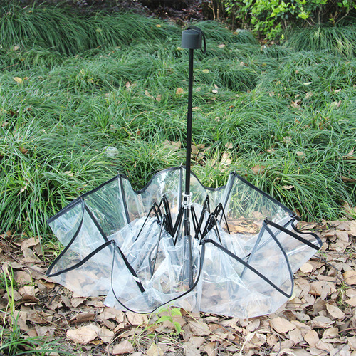 Umbrella transparent tri-fold umbrella fully automatic tri-fold umbrella sunny umbrella personalized fashionable folding umbrella transparent fully automatic umbrella