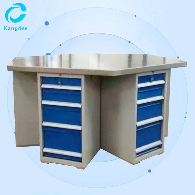 榉木六角学校实验工作台 厂家批发冷轧钢车间重型六角钳工工作台