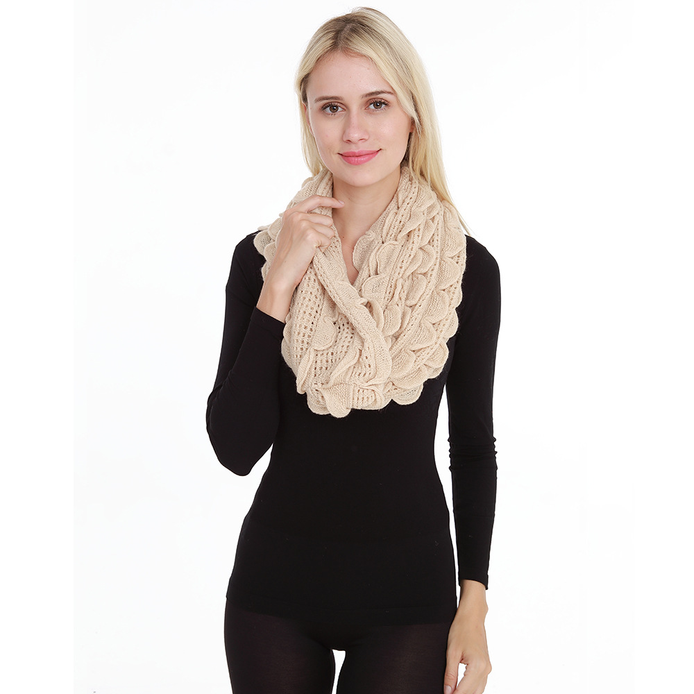 winter Foreign trade Selling Solid Collar Europe and America Hollow lace knitting scarf tassels keep warm Dual use Collar