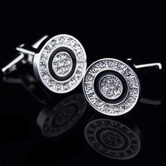 英博圓形水晶滿鑽袖扣琺瑯袖釘男士法式紐扣530cufflinks/157523