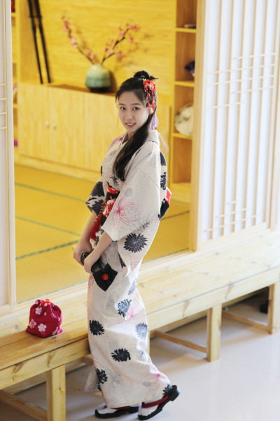 Japanese kimono women’s traditional kimono with Daisy handle