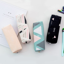 C青涩年代韩版文具盒清新时尚几何系列学生笔袋帆布大容量铅笔盒