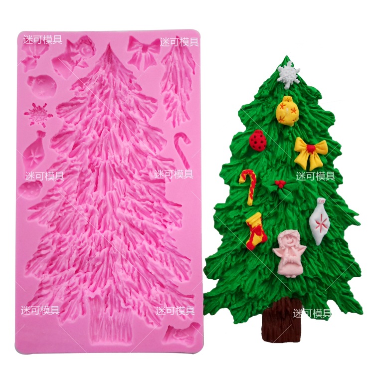 Árbol de Navidad calcetines muleta molde de fondant de silicona molde de chocolate molde de epoxi molde de arcilla herramienta de horneado de fondant