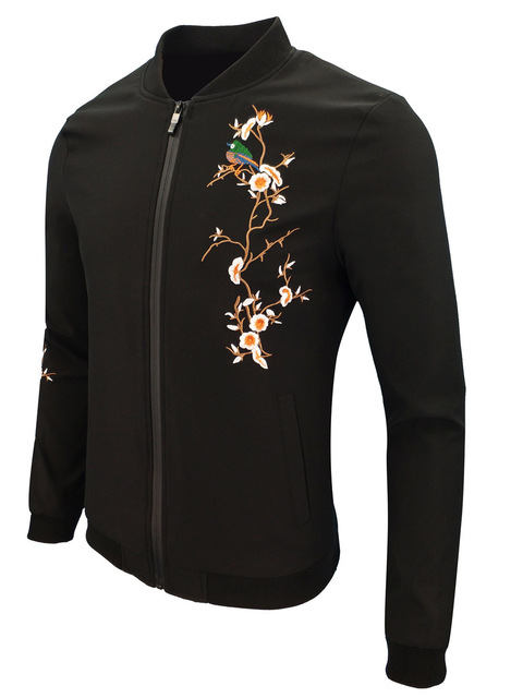Spring and autumn men’s thin Embroidered Baseball collar coat casual versatile jacket men