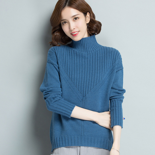 High neck sweater loose and thin Korean style versatile long sleeve knitted base coat