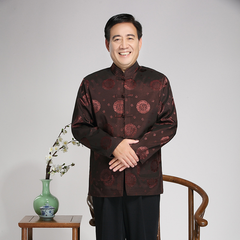 Ethnic demi-season long-sleeve for summer and autumn, jacket, Chinese style, for middle age 5