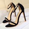 European and American fashion sexy women’s sandals thin heel super high heel suede open toe one line with summer high he