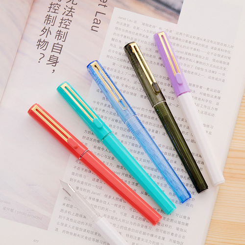 Factory direct supply Yiren new polygonal plastic pen small fresh pen student office stationery supplies