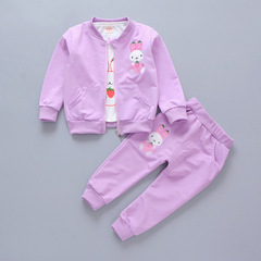 Factory wholesale: Girls' spring/fall long-sleeve vest set—3-piece outfit for 0-4 year-old babies, featuring a trendy Korean-style kids' ensemble.