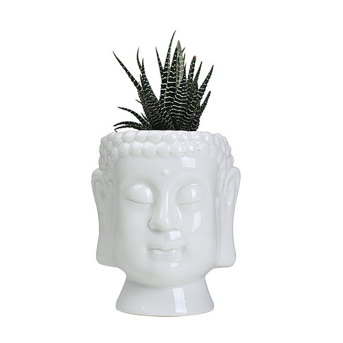 Wholesale supply of white ceramic succulent flower pots, simple desktop creative green plants, Buddha statues, flower ornaments, white