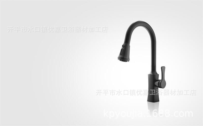 Kaiping Youjia Bathroom Pull-Out Sink Faucet Matte Black Vegetable Basin Faucet Kitchen Pull-Out Faucet 4360