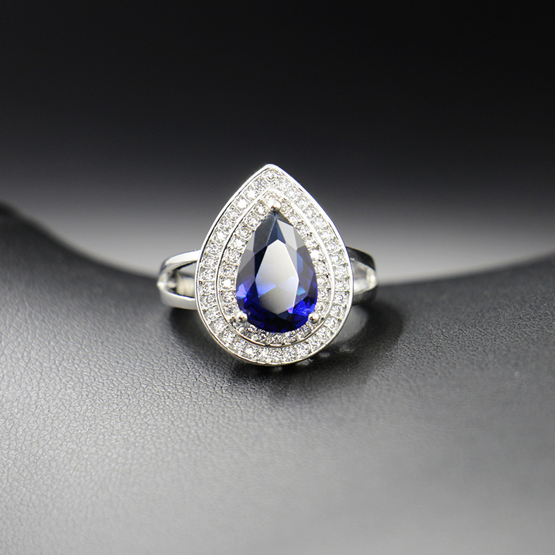 Elegant Fashion Water Droplets Copper Water Drop Diamond Zircon Rings Earrings Necklace