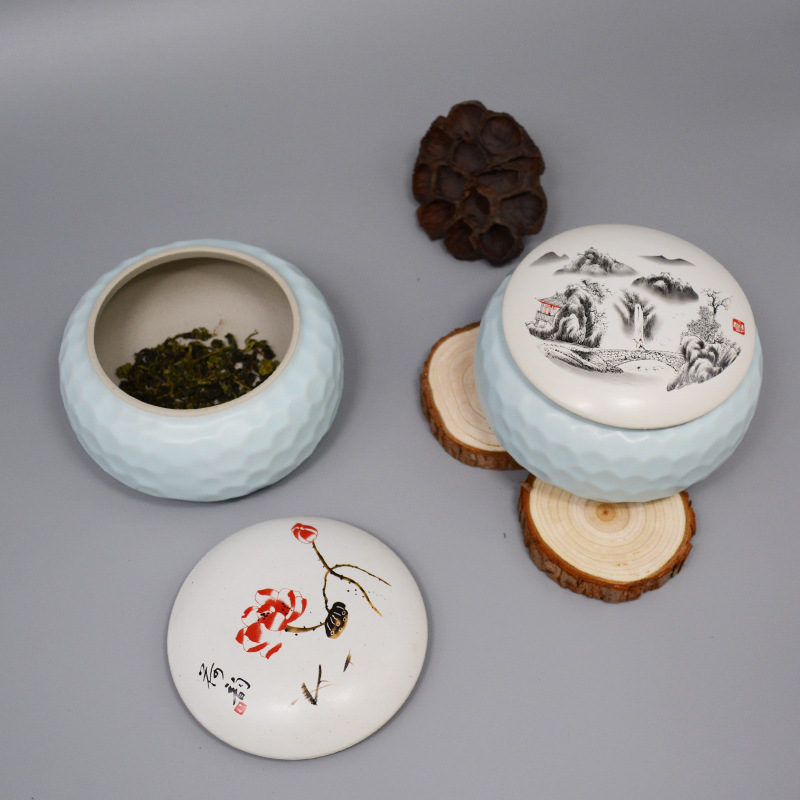 定窑亚光陶瓷茶叶罐 密封罐储物罐大号 礼盒礼品批发定制LOGO|ms