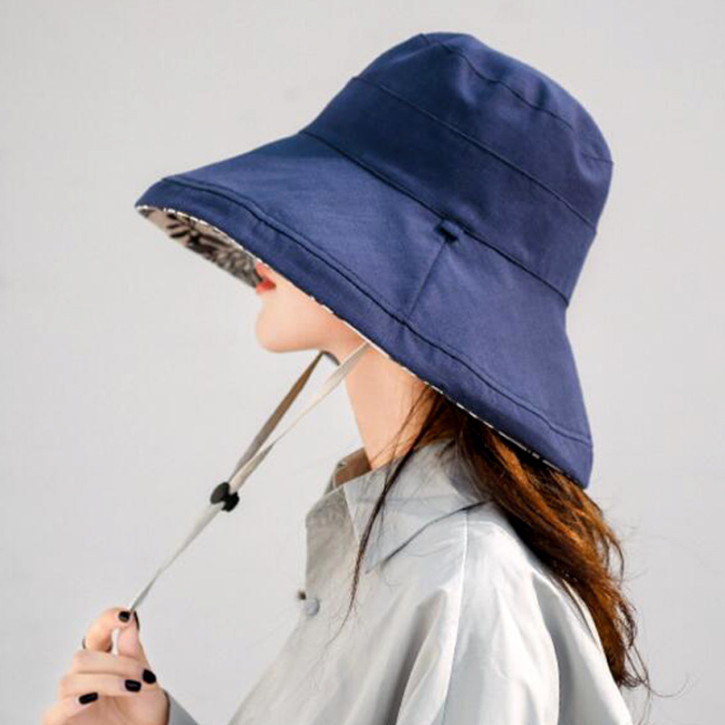 秋南厂家直销韩版夏季新款双面渔夫帽 女遮阳帽户外防晒帽子批发