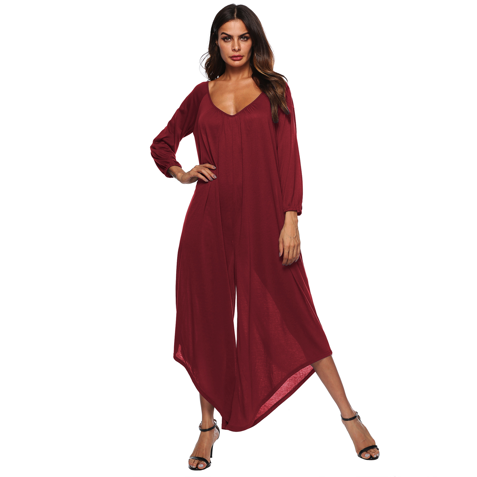 Sexy Deep V Backless Irregular Wide Leg Jumpsuit Autumn Collection Perfect for Parties and Events Wholesale Available