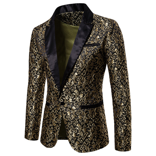 men's jazz performance suit blazers groomsmen jacket Men full body jacquard design men Lapel West suit