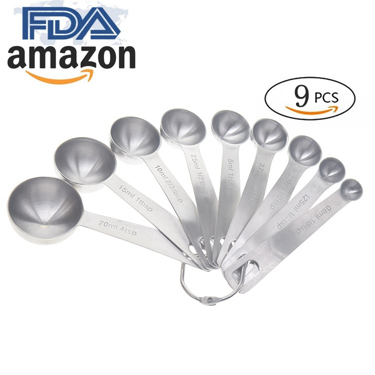 烘焙套裝不鏽鋼量勺9件套烘焙刻度計調味匙深拉量匙量杯套裝