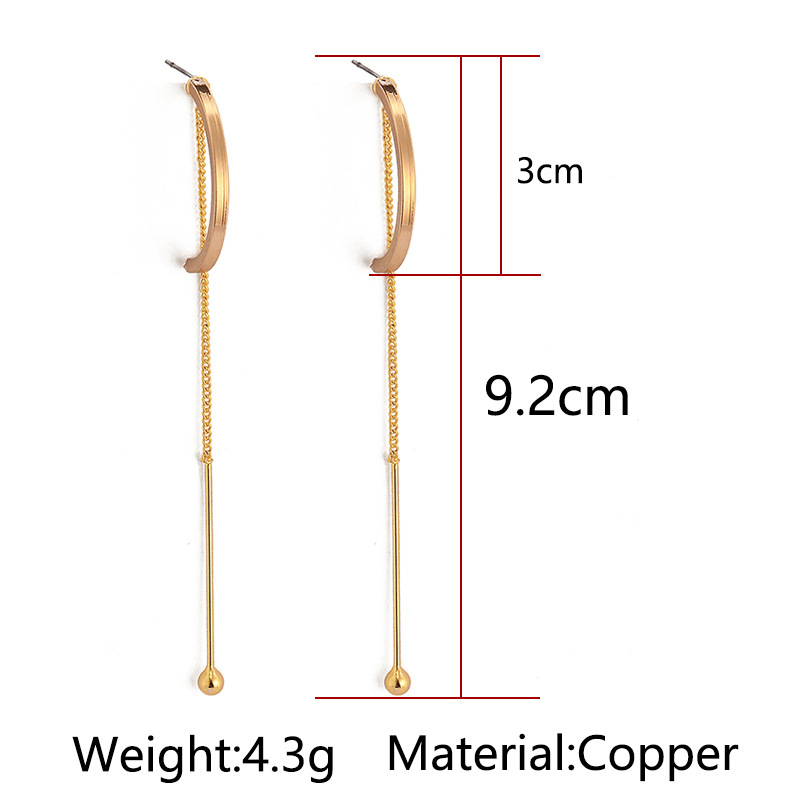 Aretes Curvos Con Borla Simple Pendientes Largos Semicírculo Geométrico Irregular display picture 1