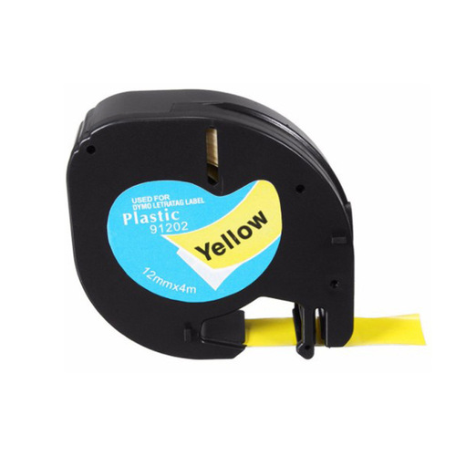 Suitable for Dymo label ribbon letraTAG 12mm white background black text 91201 easy to stick Delta label sticker